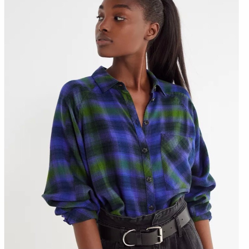 BDG Drapey Flannel Button Down Shirt
